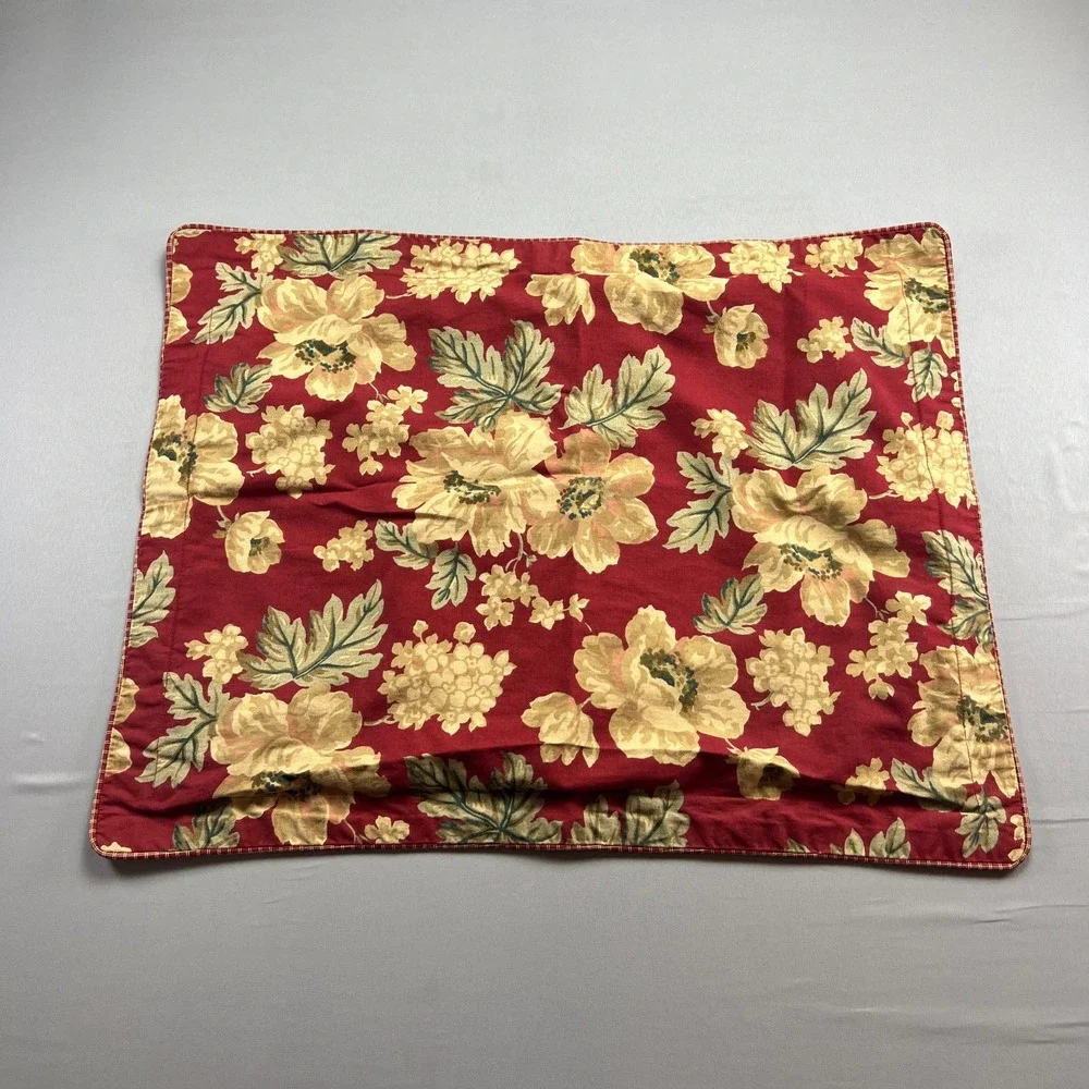 Chaps Home Standard Pillow Sham Red Floral 100% Cotton Bedding Decor (22